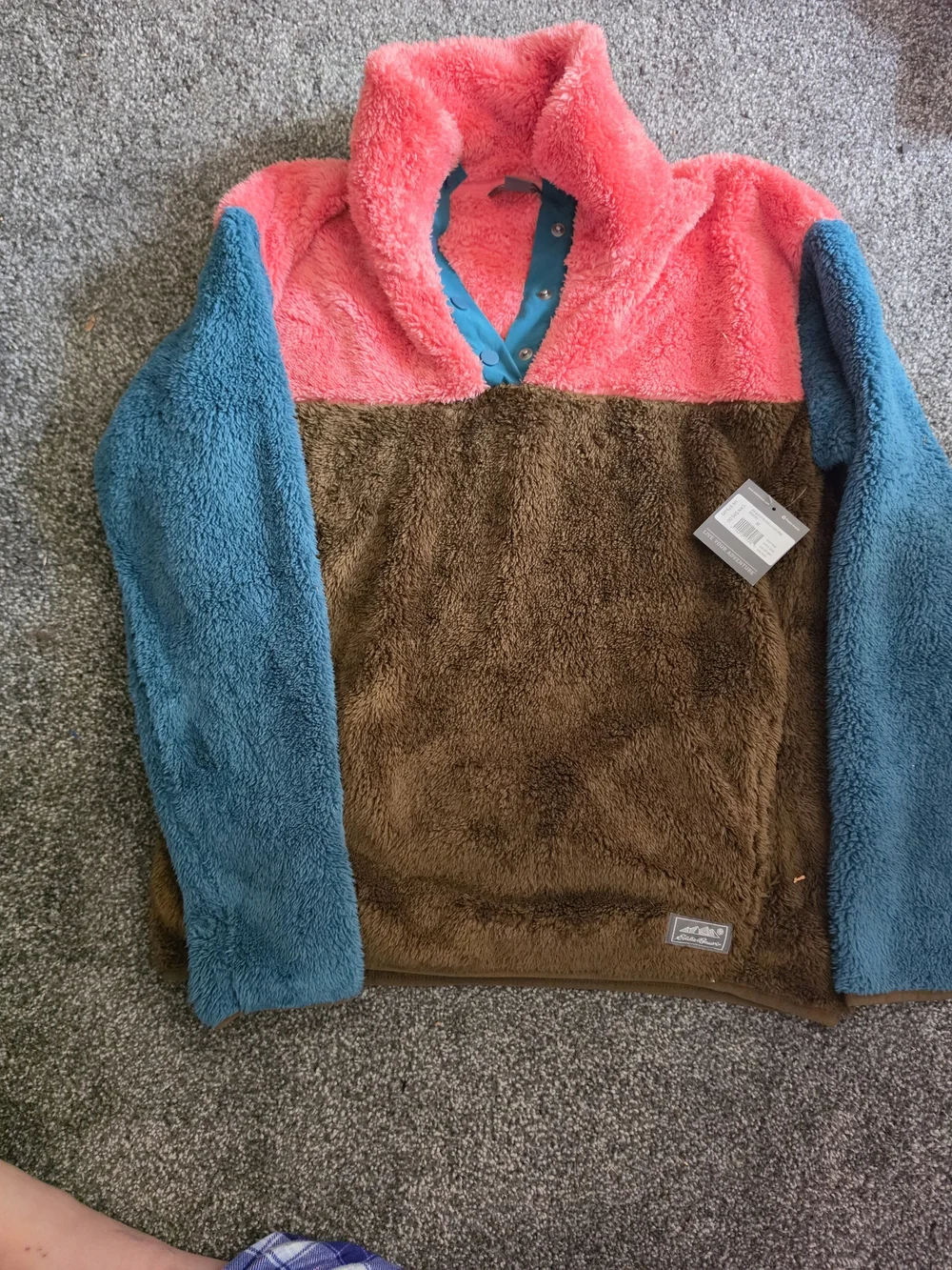 Eddie Bauer Color Pink Fleece Jacket Brown & Blue Medium NWT